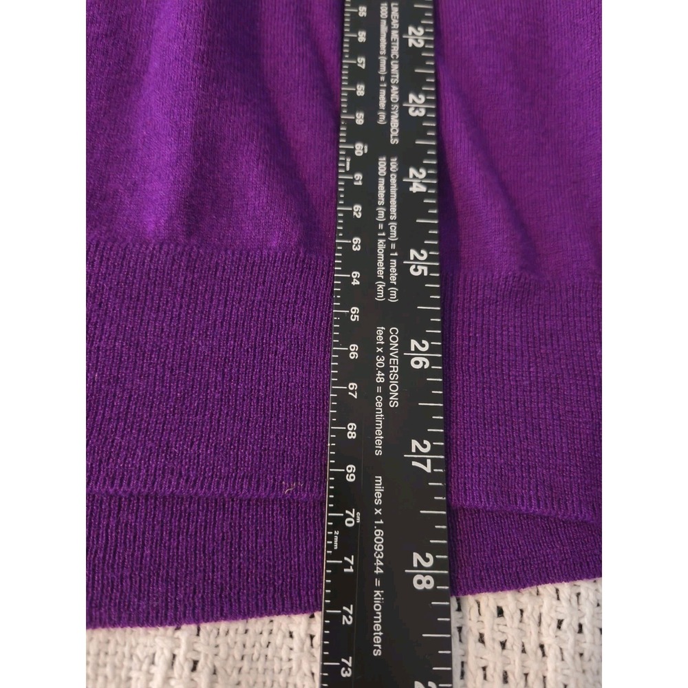 Neiman Marcus Cashmere Silk Sweater Womens Large Purple V Neck Knit Luxury - Picture 6 of 8